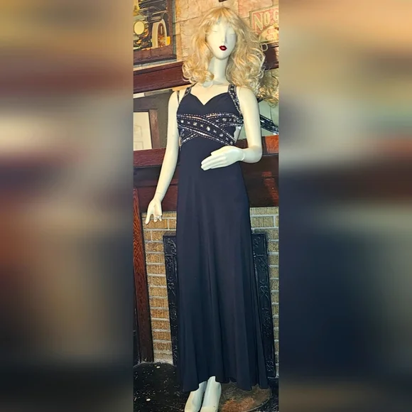 Morgan & Co. Dresses | Shiny Blingy Vintage Morgan & Co Hollywood Glam, Pin Up Elegant Prom Dress 3 | Color: Black | Size: 3j | Nikkimoulesong's